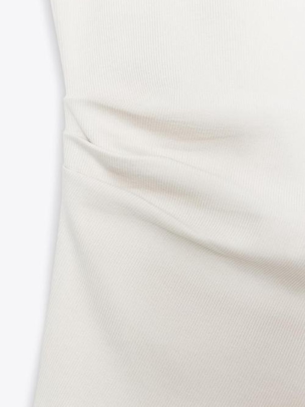 Zara Ivory Ribbed Draped Side Ruched Top Size M Fits a size Small - Picture 5 of 7